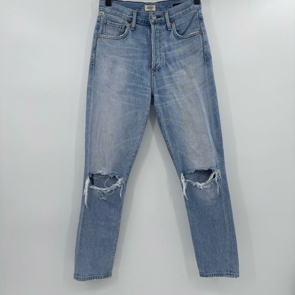Citizens of Humanity Jeans Women 22 Blue Premium Vintage Liya Distressed Cropped
